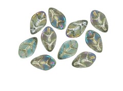 10 beads glass rosal leaf