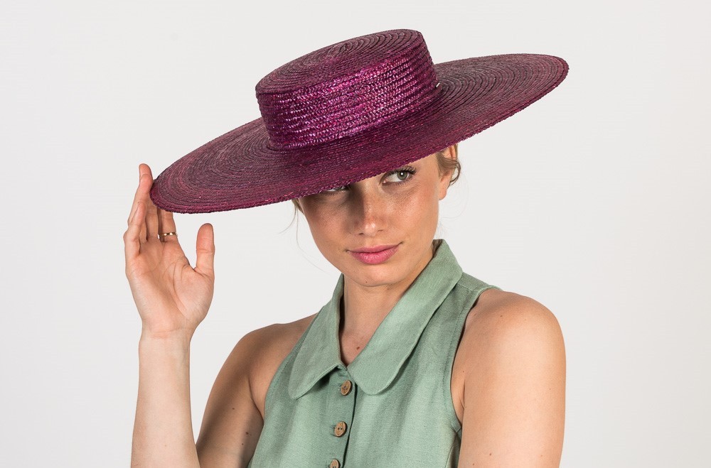 Sombrero de paja canotier para bodas y eventos